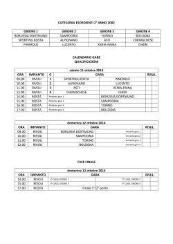 Calendario Fase Internazionale/Nazionale