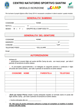 ISCRIZIONE BLU CAMP 2014 - Centro Natatorio Piscine Santini
