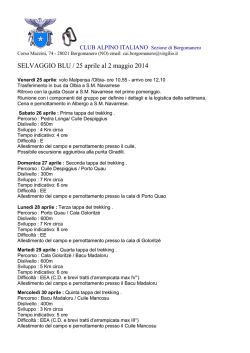SELVAGGIO BLU / 25 aprile al 2 maggio 2014