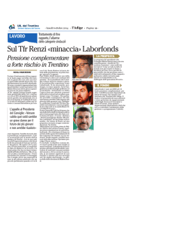 Sul Tfr Renzi &laquo;minaccia&raquo; Laborfonds