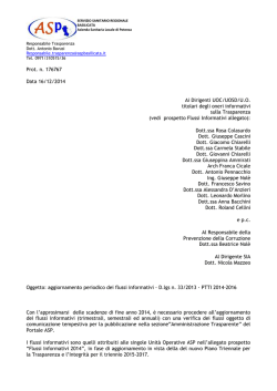 Prot. n. 176767 Data 16/12/2014 Ai Dirigenti UOC/UOSD/U.O.