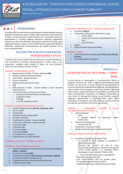 II SCUOLA ESTIVA &ldquo;STATISTICA PER SCIENZE
