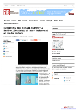 EUROPEAN TCG RETAIL SUMMIT A Berlino 160 addetti ai lavori