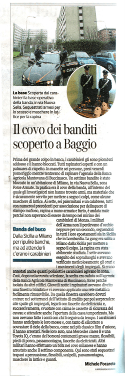 n covo dei banditi scoperto a Baggio