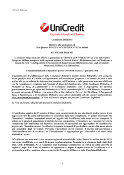 Condizioni Definitive Relative alla quotazione di Non