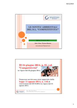 Dl 24 giugno 2014, n. 91, c.d. "Competitivit&agrave;"