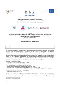 KING Workshop - 6-7 Feb 2014 - Fondazione Ismu