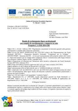 Bando di reclutamento figure professionali con compiti di