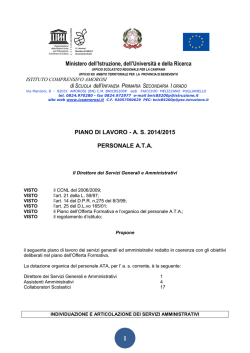 Piano di Lavoro Personale ATA a.s. 2014-2015.