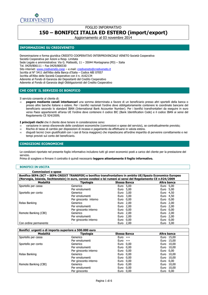 150 Bonifici Italia Ed Estero Importexport