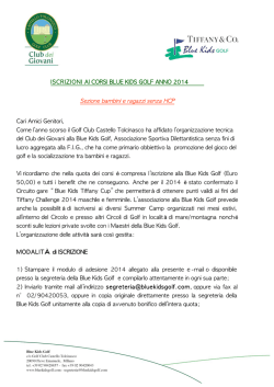 ISCRIZIONI AI CORSI BLUE KIDS GOLF ANNO 2014 Sezione