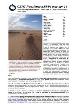 CSTG-Newsletter n.93/94 mar-apr 14 - Centro Studi di Terapia della