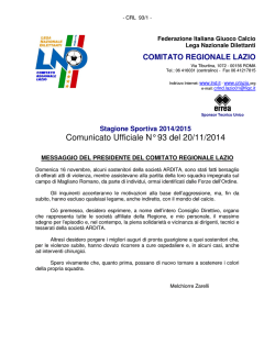Comunicato Ufficiale N&deg; 93 del 20/11/2014