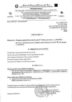 Elenco classi terze IPSEOA e rettifica I B ITE Solofra