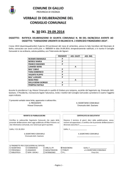 deliberazione di consiglio comunale n. 30 del