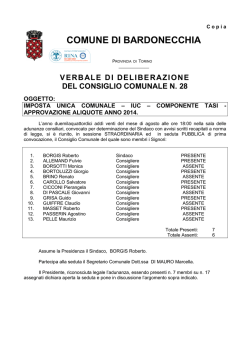Delibera di C.C. n. 28 del 20.08.2014 di approvazione aliquote TASI