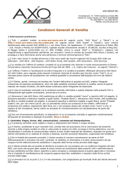 Condizioni Generali di Vendita