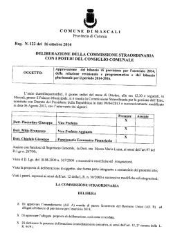 Delibera N° 122 Commissione Straordinaria con i poteri del