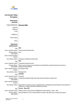 CV Mei Giovanni - Universit&agrave; degli studi di Cagliari.
