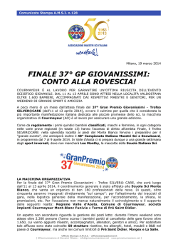FINALE 37° GP GIOVANISSIMI: CONTO ALLA ROVESCIA!