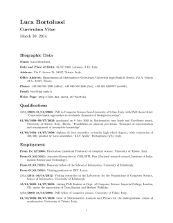 Luca Bortolussi - Modeling and Simulation