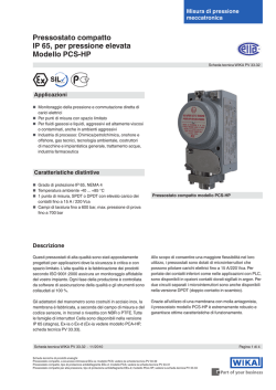Pressostato compatto IP 65, per pressione elevata Modello PCS-HP
