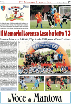 Il Memorial Lorenzo leso ha fatto 13!