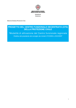 PROGETTO DEL CENTRO FUNZIONALE DECENTRATO (CFD