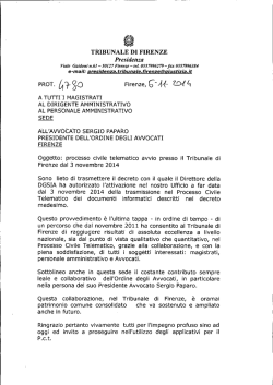 Comunicazione del Presidente del Tribunale di Firenze