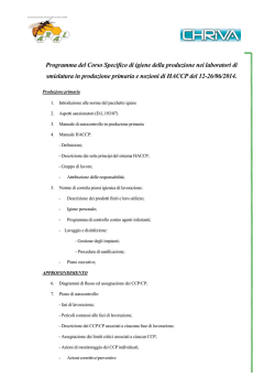Programma corso HACCP Roma - Istituto Zooprofilattico