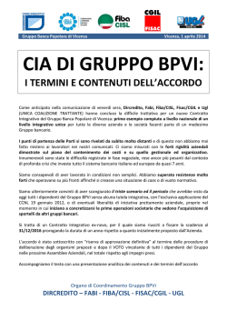 Comunicato CIA di Gruppo BPVI