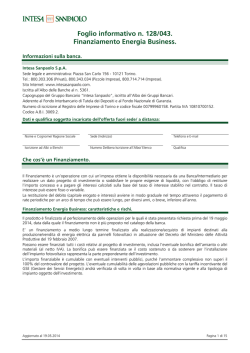 Foglio informativo n. 128/043. Finanziamento