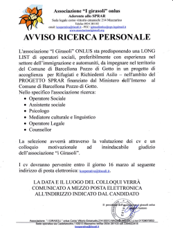 avviso ricerca personale - Comune di Barcellona Pozzo di Gotto