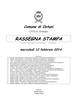 RASSEGNA STAMPA - Comune di Ostuni