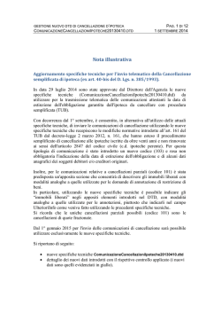 Nota illustrativa per aggiornamento specifiche tecniche CCI