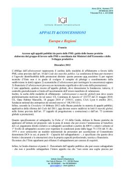 Accesso agli appalti pubblici da parte delle PMI