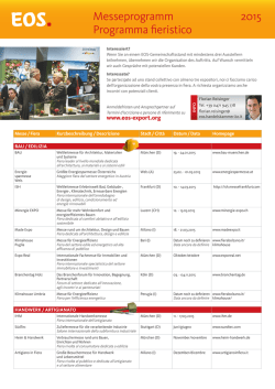 Messeprogramm Programma fieristico 2015
