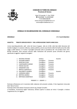 tari - delibera tariffe 2014 - Comune di Torri del Benaco