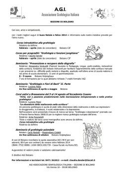 Corso introduttivo alla grafologia Corso per progrediti: &ldquo;Grafologia e