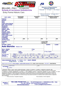 Scheda di iscrizione Autostoriche Entry Forms Historic Cars Auto