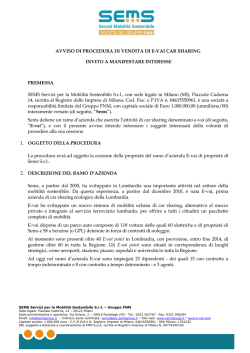 AVVISO DI PROCEDURA DI VENDITA DI E-VAI CAR