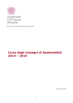 Carta degli Impegni di Sostenibilità 2014 – 2016