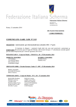 COMUNICATO GARE CdM N&deg; 3/15 - Federazione Italiana Scherma