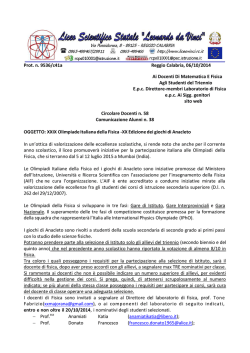 Prot. n. 9536/c41a Reggio Calabria, 06/10/2014 Ai Docenti Di