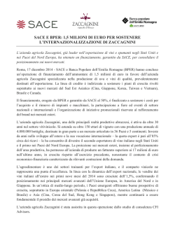 Comunicato stampa - Operazione Bper Zaccagnini