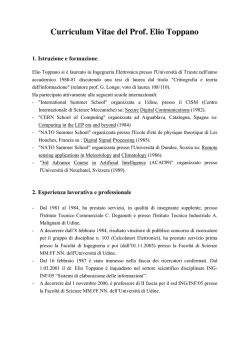 Curriculum Vitae del Prof. Elio Toppano