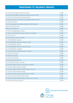TARIFFARIO TC PAZIENTI PRIVATI