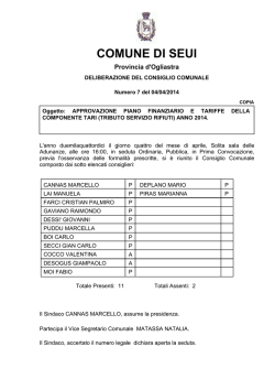 Approvazione piano finanziario delle componente