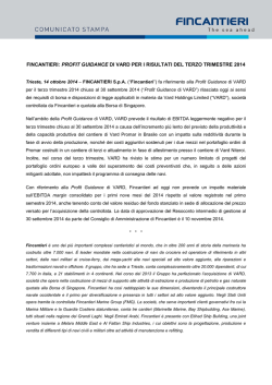 FINCANTIERI: PROFIT GUIDANCE DI VARD PER I RISULTATI DEL