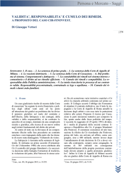 G. VETTORI, Validit&agrave;, responsabilit&agrave; e cumulo dei rimedi. A